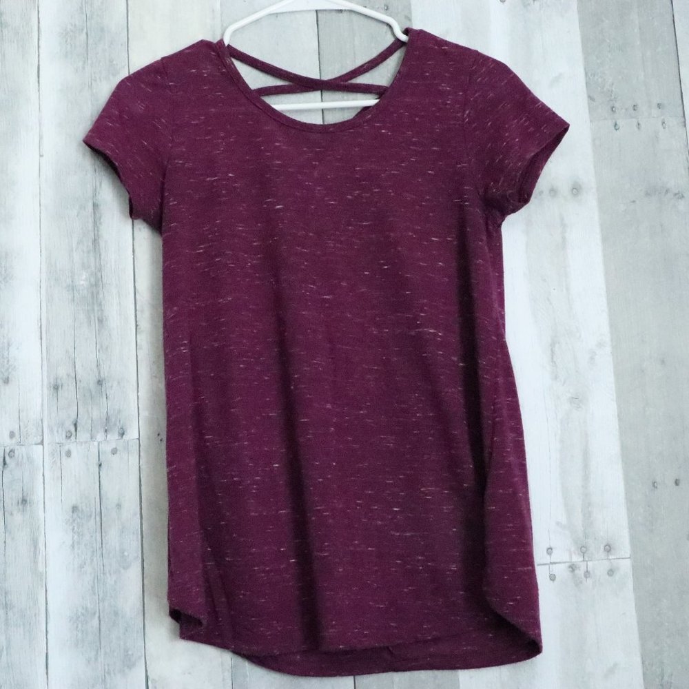SO | Purple Strap Detailed Short Sleeve Top